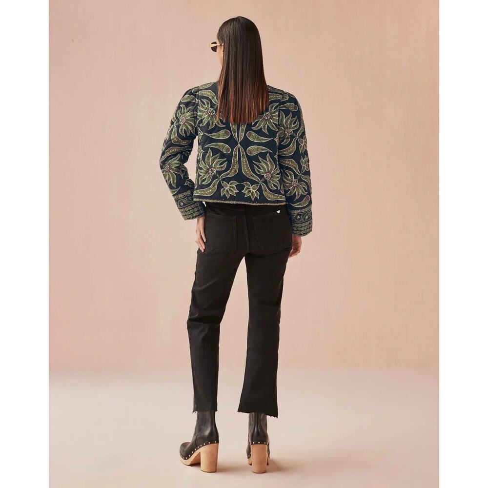 NWT Omika LIghtweight Quilted Finley Floral Jacket Alexia Onyx Black Green Large - Picture 2 of 8
